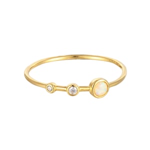 18ct Gold Plated Opal & CZ Ring