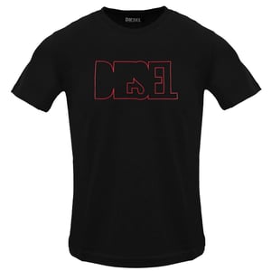Diesel Heren Logo Outline T-Shirt (Zwarte Kaviaar)