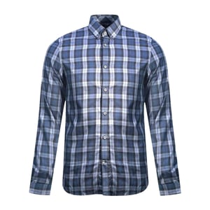 Fred Perry Geruit herenhemd met lange mouwen (ZWART/BLAUW)