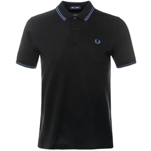Fred Perry Herenpoloshirt met dubbele kraag (Zwart, Zwart)