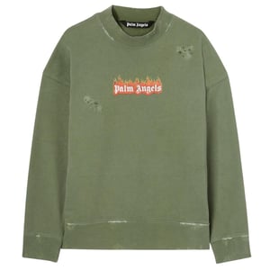 Palm Angels Unisex Volwassen Vlammen Sweatshirt (Groen)