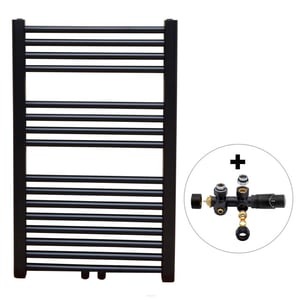Vtw Living handdoekradiator badkamer met aansluit set en thermostaat 800