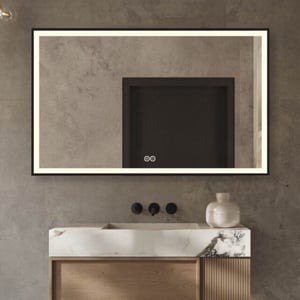 Vtw Living badkamerspiegel met verlichting en verwarming spiegel zwart -