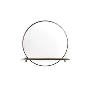 House Vitamin Mirror round metal with shelf black- Ø40cm