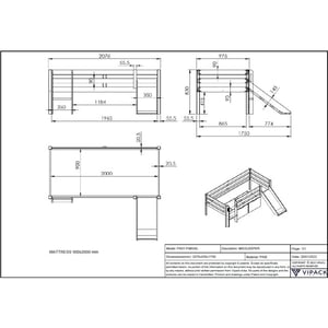 Lucevi pino halfhoogslaper met glijbaan 90x200cm - h85cm
