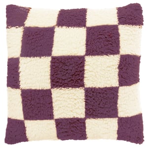 Unique Living sierkussen check 53x53cm dove white/ dark purple