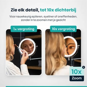 Mirlux Make-up spiegel oplaadbaar chroom 1-10x vergroting