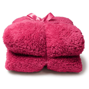 Unique Living plaid teddy 150x200cm fuchsia