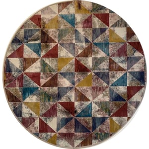 Muratap Picasso sahra vintage rond vloerkleed multi laagpolig- 133 cm rond