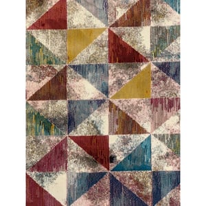Muratap Picasso sahra vintage rond vloerkleed multi laagpolig- 133 cm rond