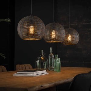 Hoyz Hoyz hanglamp 3x Ø26 half ronde metalen hanglampen armor burned finish