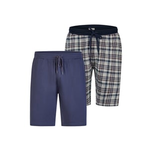 Phil & Co Heren korte pyjamabroek geruit/effen 2-pack