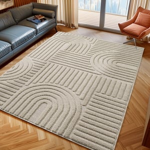 Muratap Japandi art vloerkleed boho scandinavisch laagpolig effen - 240x340 cm