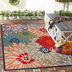 Muratap Binnen en buiten vloerkleed floral outdoor laagpolig tapijt 140x200 cm