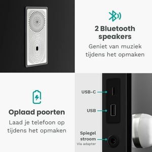 Mirlux Hollywood spiegel bluetooth speakers 80x60cm zwart