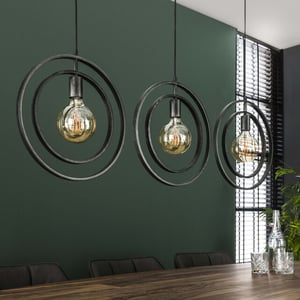 Hoyz Hoyz industriele hanglamp 3 lampen turn around zwart