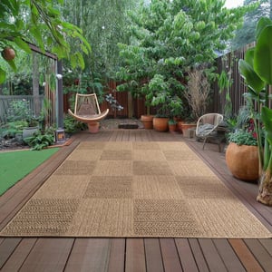 Muratap Timber lorium buitenkleed – indoor & outdoor, jute-look vloerkleed,