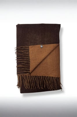 Reversible Two-Tone Cashmere Blend Scarf With Tassels in Brown