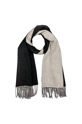 Reversible Two-Tone Cashmere Blend Scarf With Tassels in Black