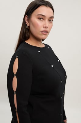 Plus Size Viscose Blend Stud Detail Long Sleeve Knit Top
