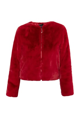 Faina Jas van imitatiebont Dames rood