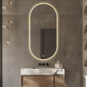 Vtw Living badkamerspiegel ovaal met led verlichting en verwarming 50 x 100 cm