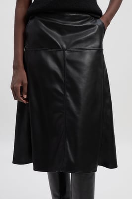Faux Leather Belted Full skirt