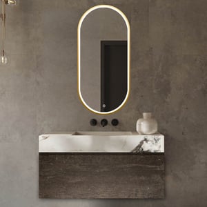 Vtw Living badkamerspiegel ovaal met led verlichting en verwarming goud 50 x