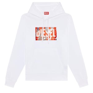 Diesel Heren Torn Logo Hoodie (Wit)