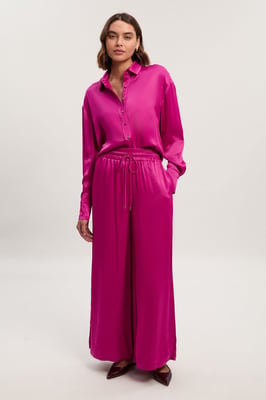 Viscose Satin Wide Leg Woven Trouser