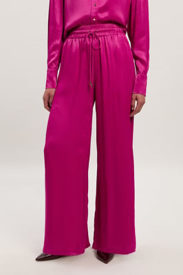 Viscose Satin Wide Leg Woven Trouser