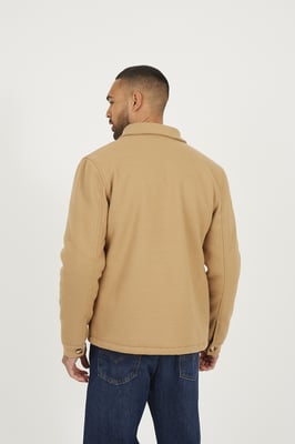 Camel Faux Wool Button Through Padded Shacket