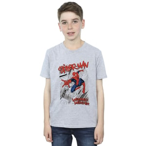 Marvel Jongens Spider-Man Sketch City T-Shirt (Sportgrijs)