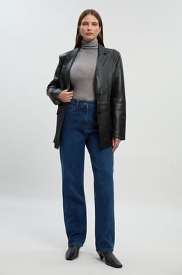 Denim High Waist Straight Leg Jean