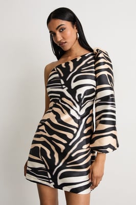 One Shoulder Puff Sleeve Mini Dress