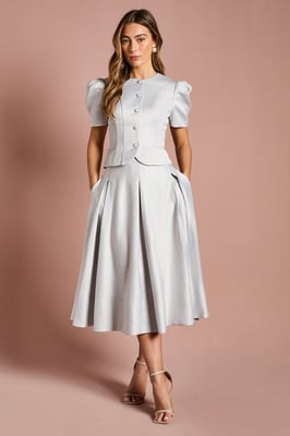 Short Sleeve Button Through Fitted Jacket