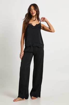 Eyelash Lace Trim Cami & Trouser Pyjama Set