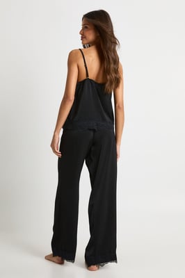 Eyelash Lace Trim Cami & Trouser Pyjama Set