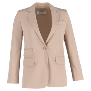 Max Mara Unno Enkelbreasted Blazer met Zakken in Beige Wol