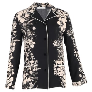 Valentino Shirt met Cubaanse Kraag in Bloemenprint Zijde