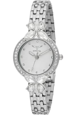 Invicta Wildflower 69101 Dames Horloge - Quartz Uurwerk - Roestvrij Staal met witte Wijzerplaat - 30mm
