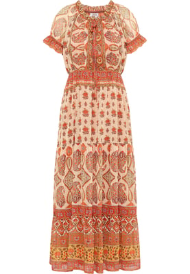usha Maxi-jurk met all-over print Dames Oranje Veelkleurig