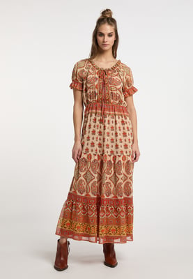 usha Maxi-jurk met all-over print Dames Oranje Veelkleurig