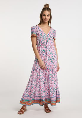 usha Maxi-jurk met bloemenprint Dames Roze Veelkleurig