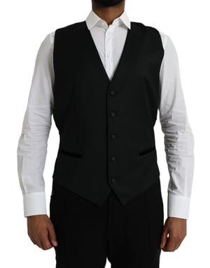Zwart Wol Vest Klassieke Pasvorm