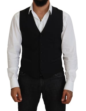 Zwart Wol Vest Klassieke Pasvorm