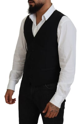 Zwart Wol Vest Klassieke Pasvorm