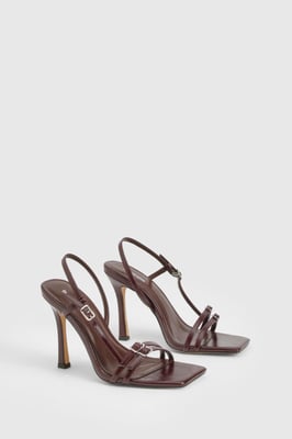 Strappy Buckle Square Toe Heels
