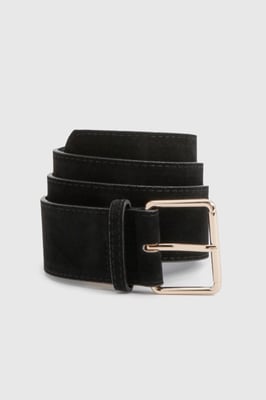 Black Faux Suede Chunky Belt