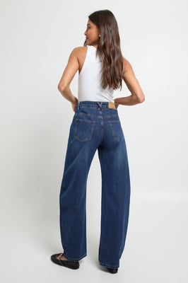 Studded Mid Waist Barrel Jean